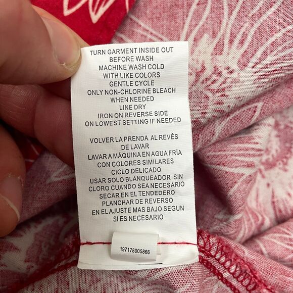 Rewind Linen Blend A-Line Sun Dress Womens Large Red Floral Spaghetti Strap Boho - Picture 5 of 12